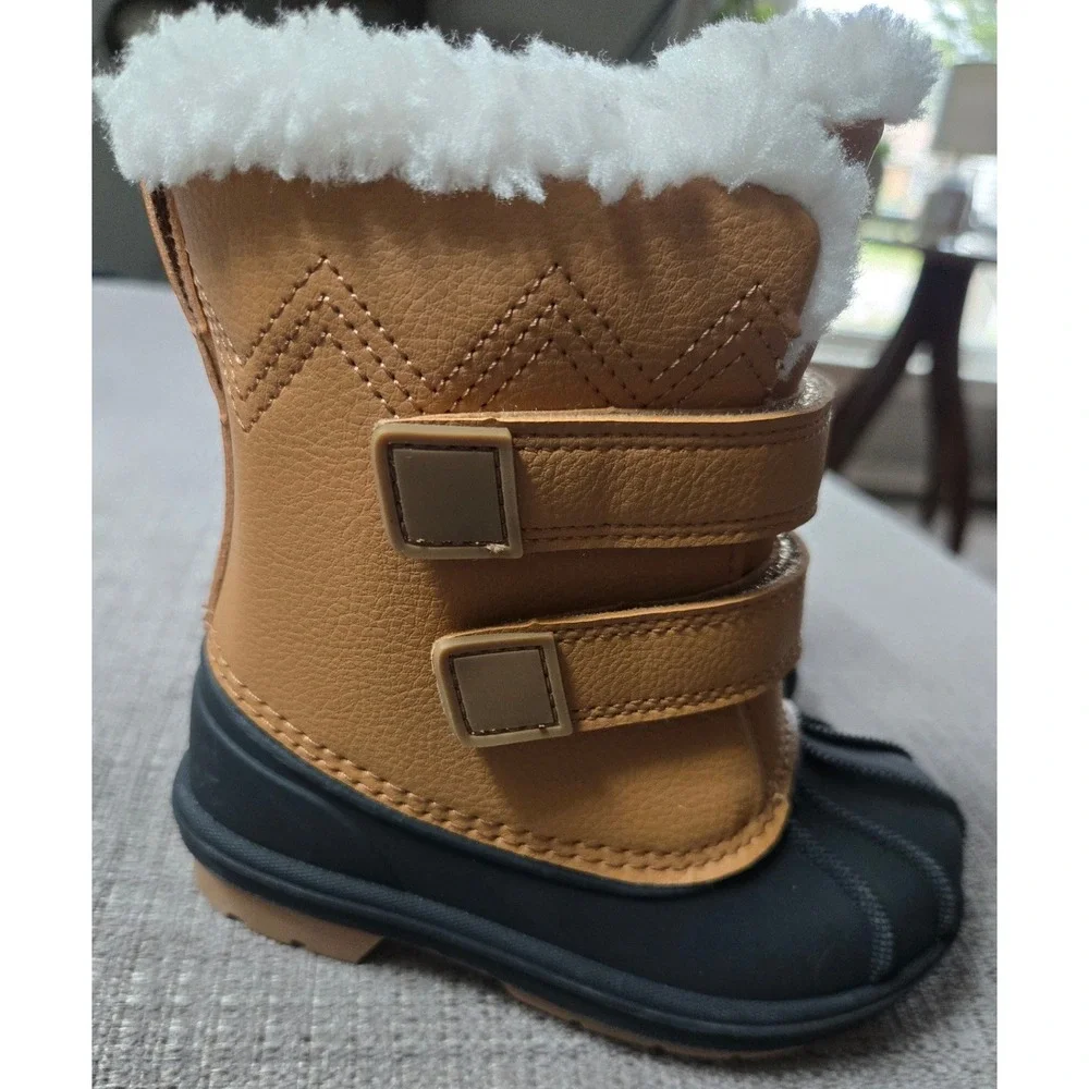 Cat & Jack Denver Cognac Brown Kids Winter Duck Boots Waterproof Size 7 NEW